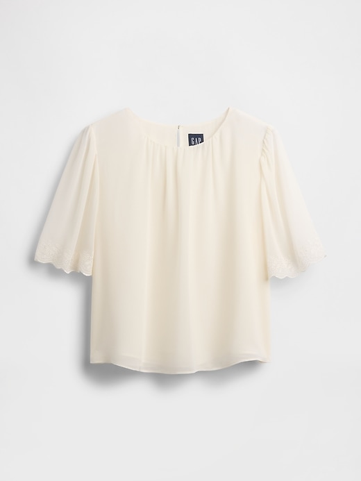 Image number 5 showing, Scalloped Flutter-Sleeve Top