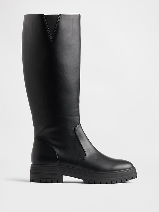 Image number 1 showing, Vegan Leather Lug Sole Tall Boots