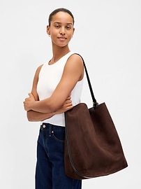 Image number 2 showing, Vegan Suede Bucket Bag