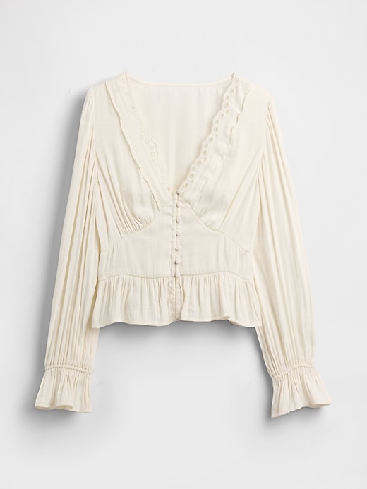 Image number 5 showing, Eyelet V-Neck Peplum Top