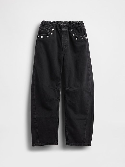 Image number 2 showing, Kids High Rise Studded Easy Barrel Jeans