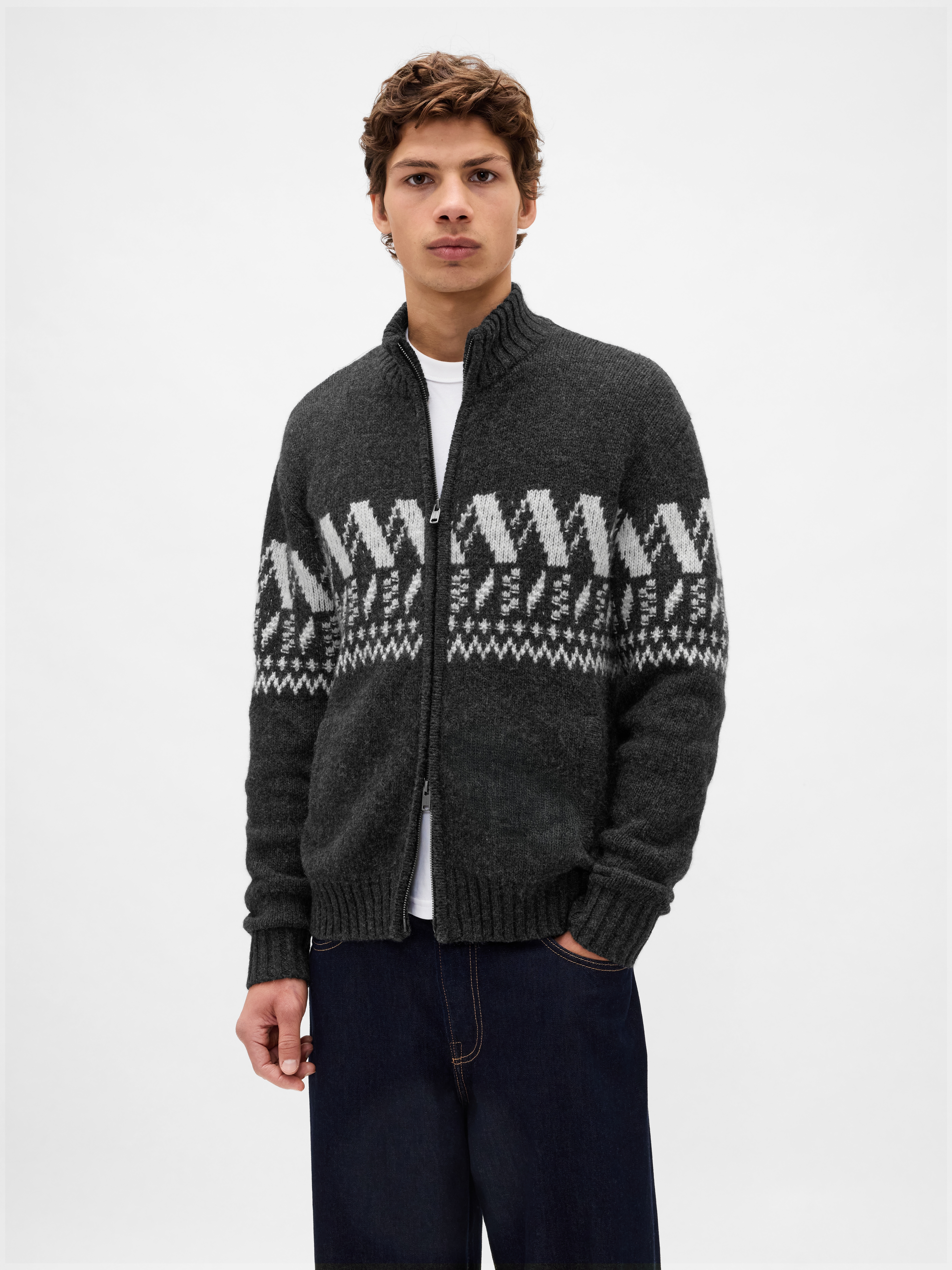Wool-Blend Zip Cardigan Sweater | Gap