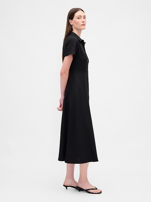 Image number 3 showing, Linen-Blend Midi Shirtdress