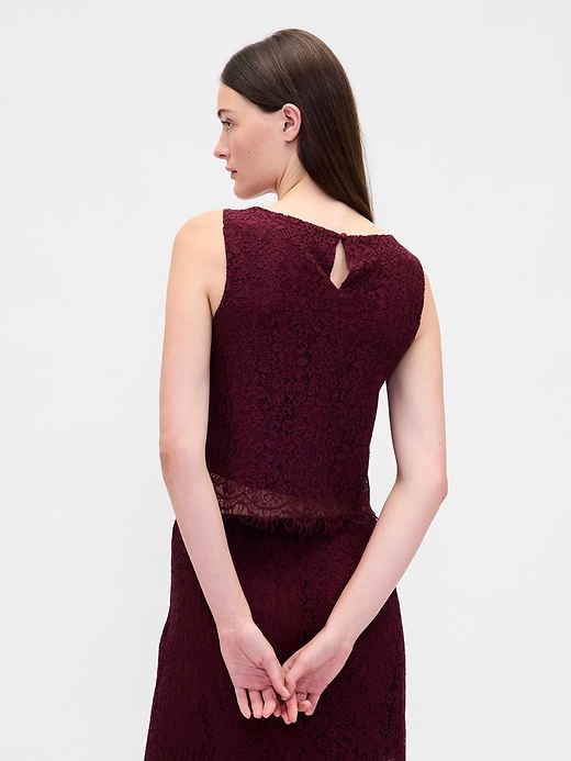 Image number 3 showing, Lace Boatneck Crop Shell Top
