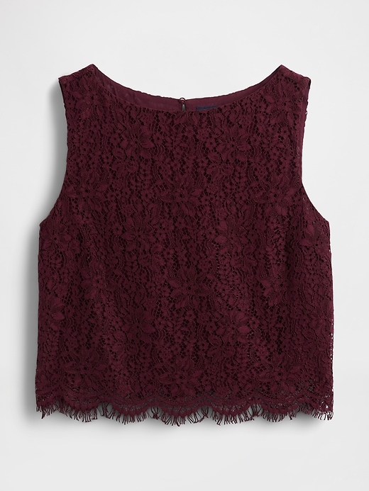 Image number 5 showing, Lace Boatneck Crop Shell Top