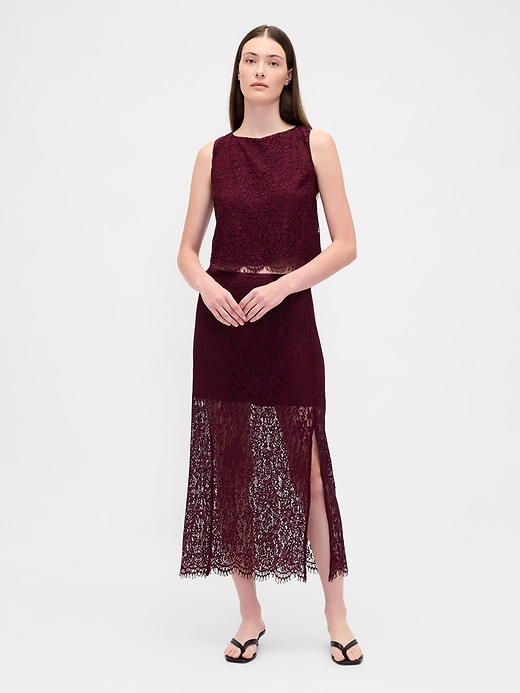 Image number 2 showing, Lace Boatneck Crop Shell Top