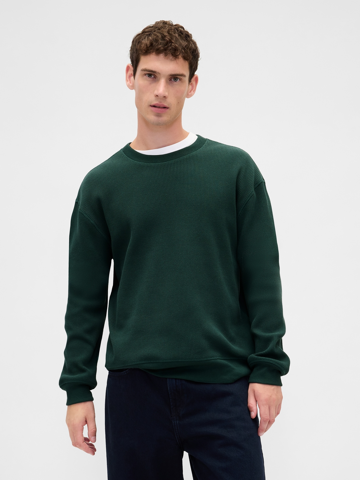 Heavyweight Thermal Oversized T-Shirt - Deep Hunter Green