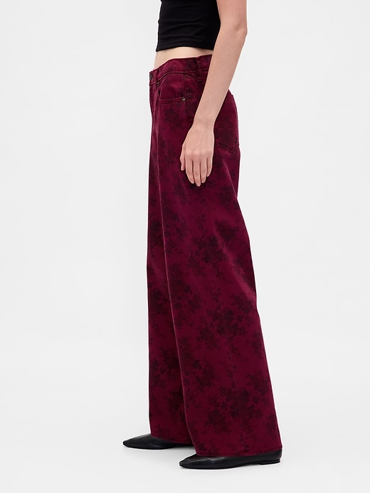 Image number 3 showing, Mid Rise Floral Baggy Jeans