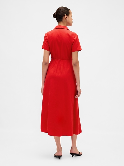 Image number 2 showing, Linen-Blend Midi Shirtdress