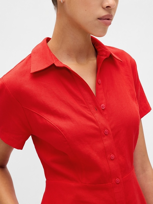 Image number 4 showing, Linen-Blend Midi Shirtdress