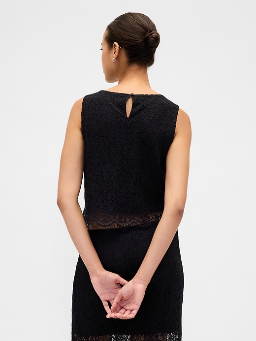 Image number 3 showing, Lace Boatneck Crop Shell Top