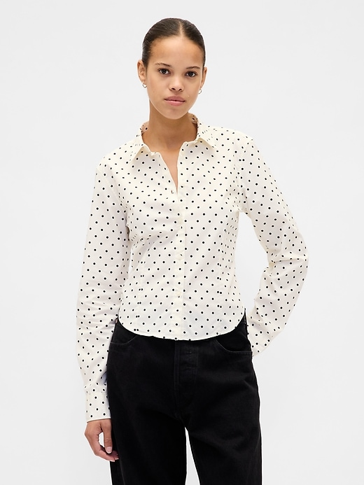 Image number 1 showing, Organic Cotton Fitted Crop Shirt