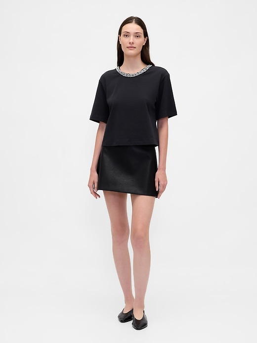 Image number 2 showing, Heavyweight Jewel-Neck Crop T-Shirt