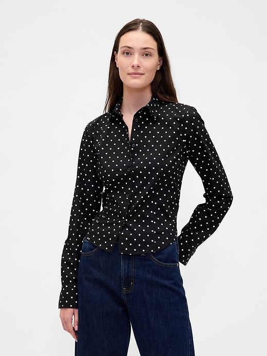 Image number 1 showing, Organic Cotton Fitted Crop Shirt