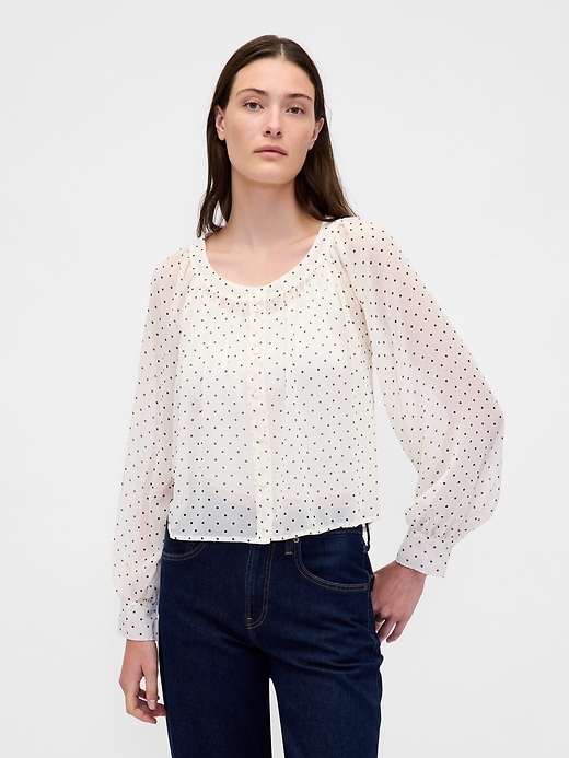 Image number 1 showing, Sheer Button-Front Top