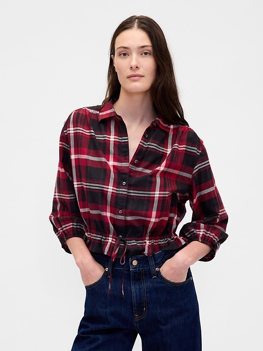 Image number 1 showing, Plaid Tie-Waist Top