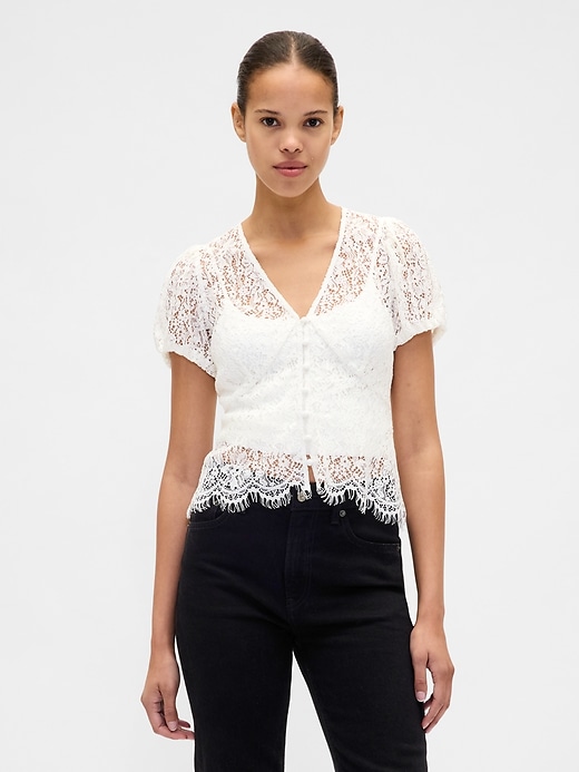 Image number 1 showing, Lace V-Neck Top