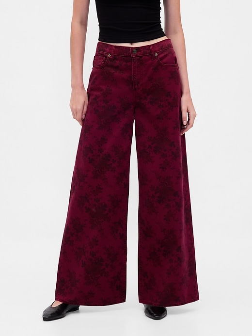 Image number 2 showing, Mid Rise Floral Baggy Jeans