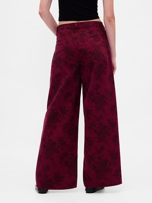 Image number 4 showing, Mid Rise Floral Baggy Jeans