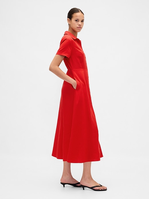 Image number 3 showing, Linen-Blend Midi Shirtdress