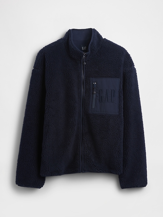 Image number 5 showing, Recycled Sherpa Oversized Logo Zip Jacket