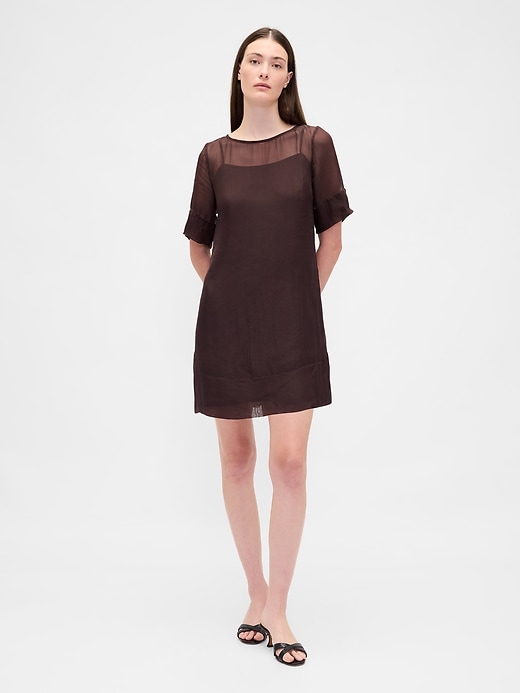 Image number 1 showing, Sheer Organza Mini Shift Dress