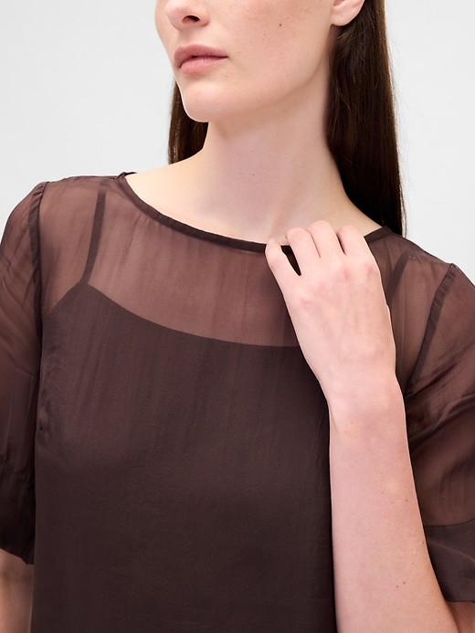 Image number 4 showing, Sheer Organza Mini Shift Dress