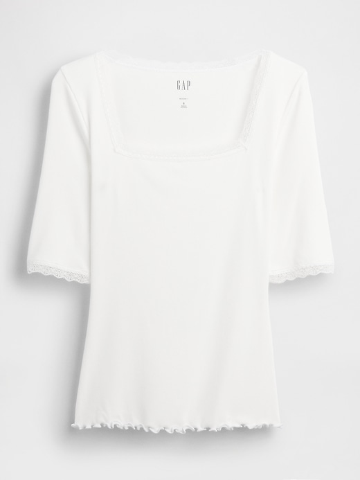 Image number 5 showing, Modal Rib Lace-Trim Square-Neck T-Shirt