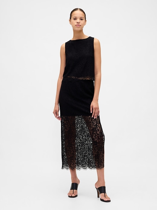 Image number 2 showing, Lace Boatneck Crop Shell Top