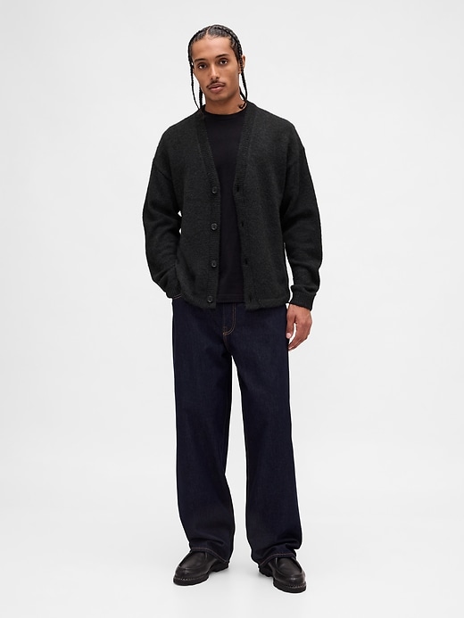 Fuzzy Relaxed Crop Cardigan Sweater