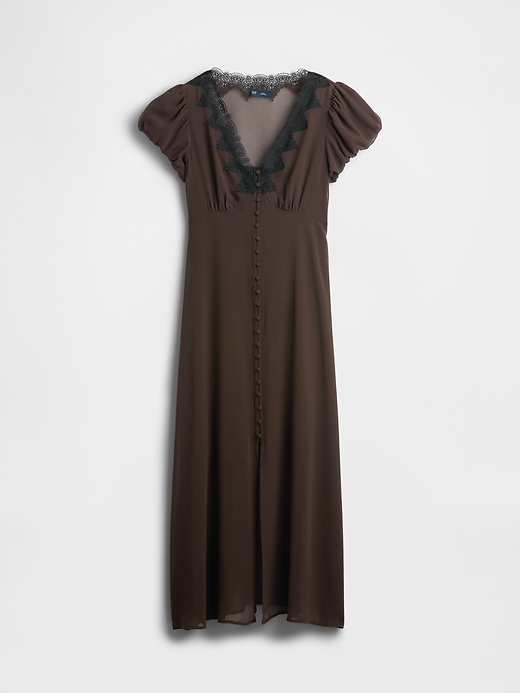 Image number 5 showing, Lace-Trim V-Neck Maxi Dress