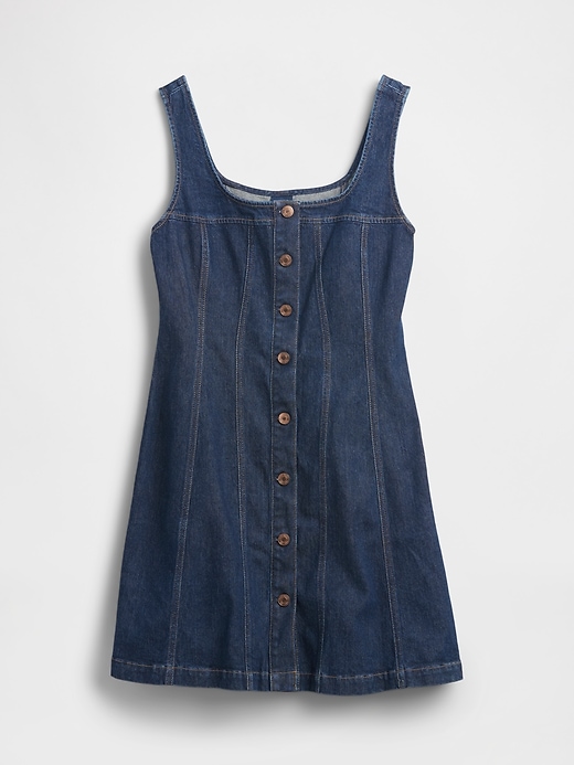 Image number 5 showing, Denim Seamed Button-Front Mini Dress