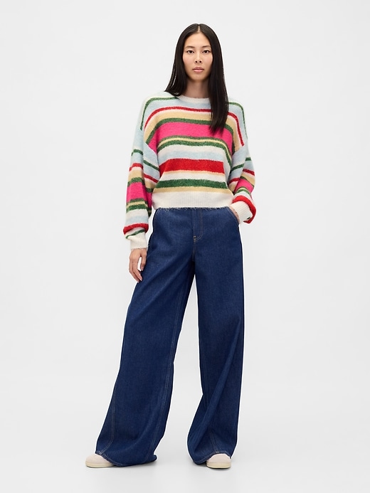 Image number 2 showing, Fuzzy Oversized Crewneck Sweater