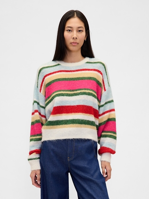 Image number 1 showing, Fuzzy Oversized Crewneck Sweater