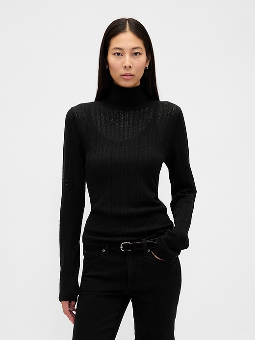Image number 1 showing, Pointelle Turtleneck Sweater