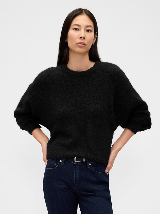 Image number 1 showing, Fuzzy Oversized Crewneck Sweater