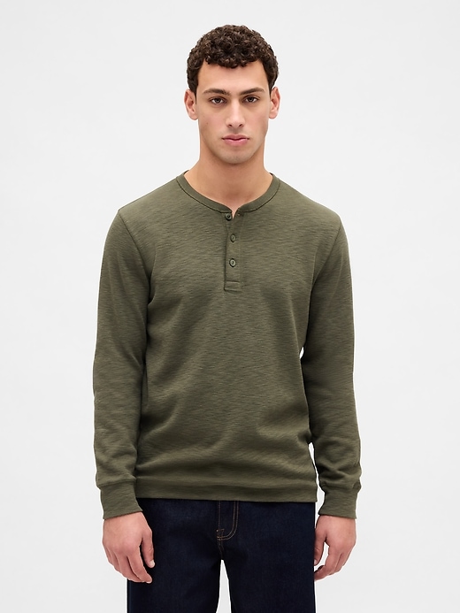 Image number 1 showing, Double-Knit Henley T-Shirt