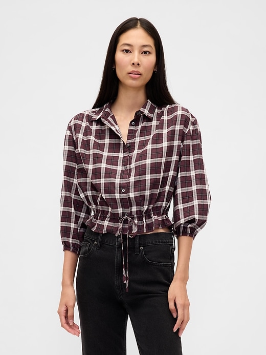 Image number 1 showing, Plaid Tie-Waist Top