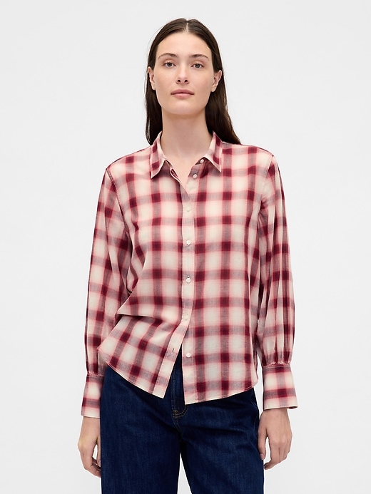 Image number 1 showing, Voile Plaid Shirt