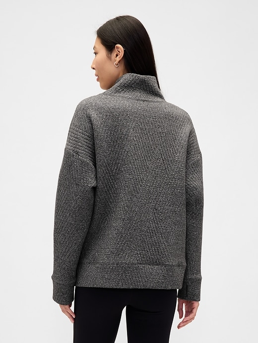 Image number 2 showing, GapFit Quilted Jacquard Knit Funnel-Neck Pullover