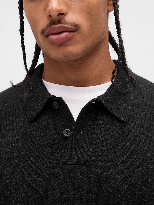 Image number 4 showing, Merino Wool-Blend Polo Sweater