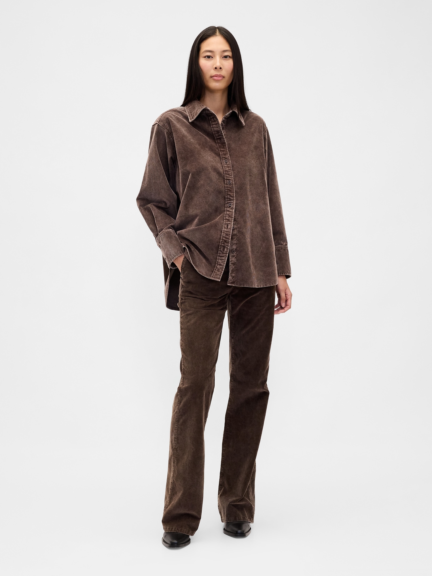 Mid Rise Corduroy Flare Pants