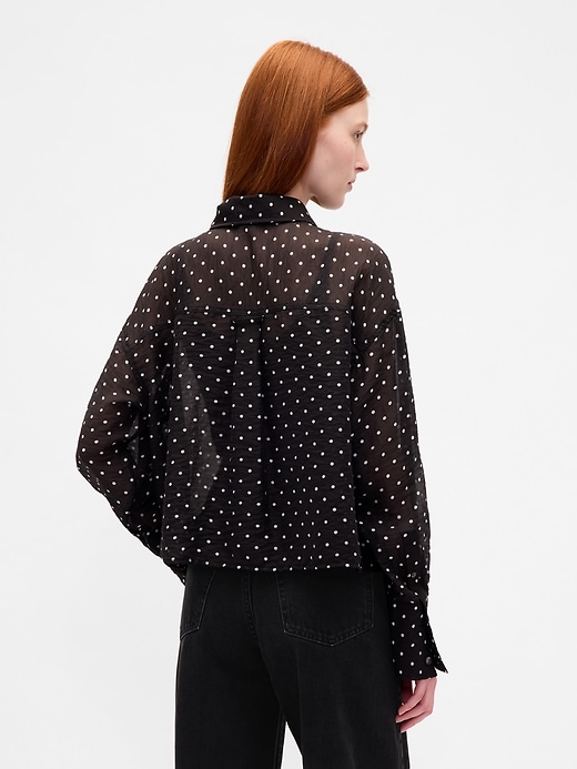 Image number 3 showing, Sheer Straight-Hem Crop Shirt