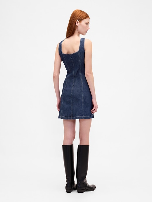 Image number 2 showing, Denim Seamed Button-Front Mini Dress