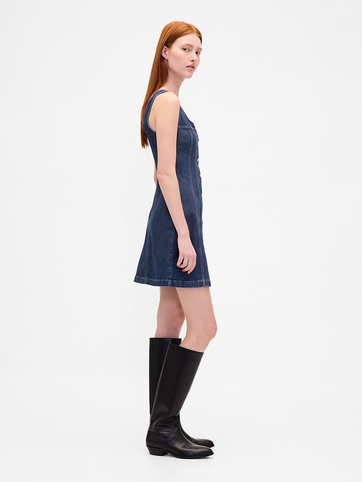 Image number 3 showing, Denim Seamed Button-Front Mini Dress