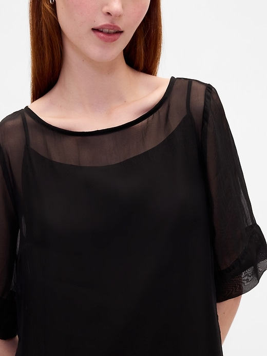 Image number 4 showing, Sheer Organza Mini Shift Dress