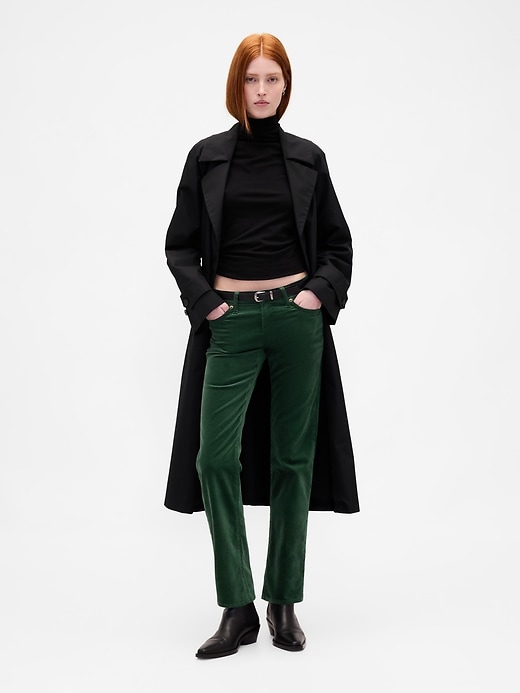 Image number 1 showing, Low Rise Velvet '90s Slim Straight Pants