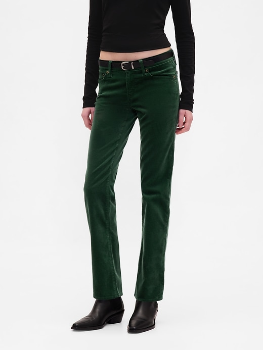 Image number 2 showing, Low Rise Velvet '90s Slim Straight Pants
