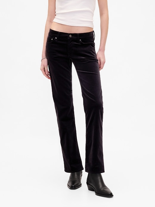 Image number 2 showing, Low Rise Velvet '90s Slim Straight Pants