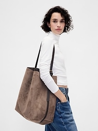 Image number 2 showing, Vegan Suede Bucket Bag